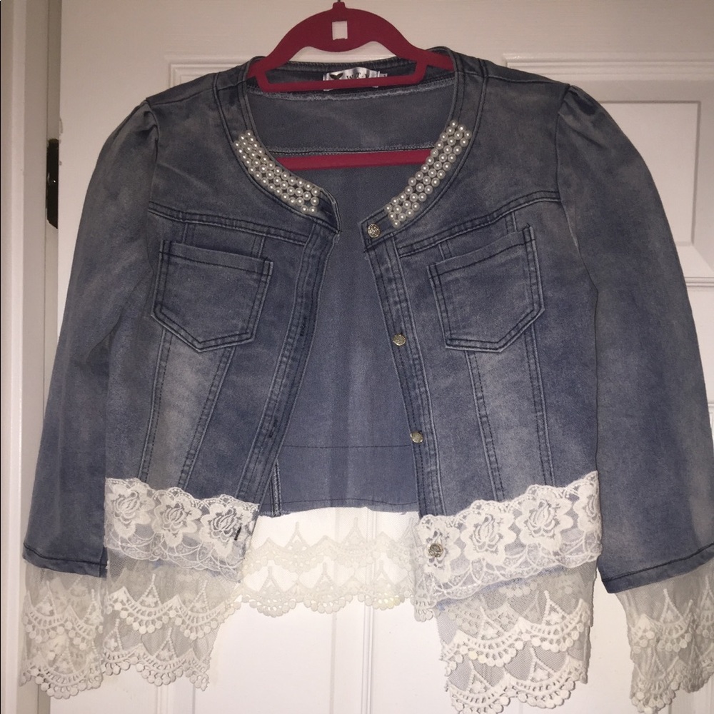 Denim and pearls jacket